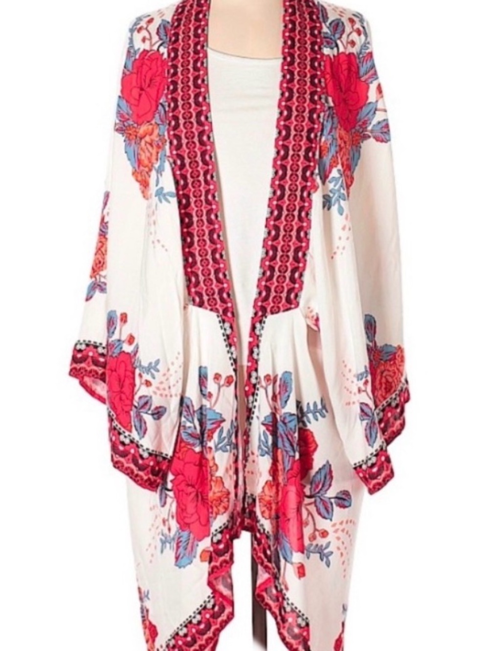 Flying Tomato Asymmetrical Floral Kimono